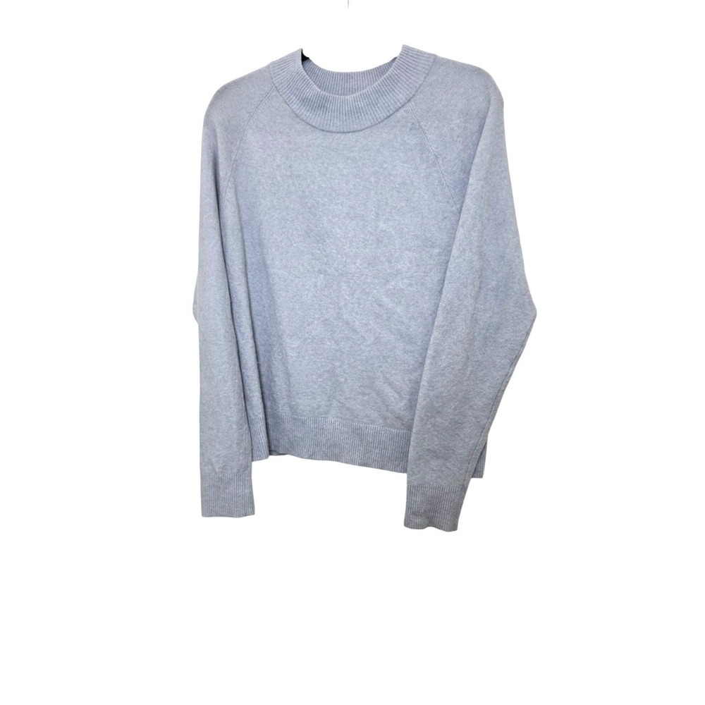 Athleta Light Blue Merino Wool Blend Sweater‎ Size M Ribbed Crew Neck & Cuffs